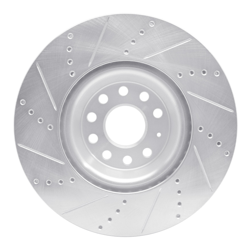 Audi TTS Quattro Brake Rotor (1) - Front Right - R1 Concepts - Drilled & Slotted - Silver - `12-`25